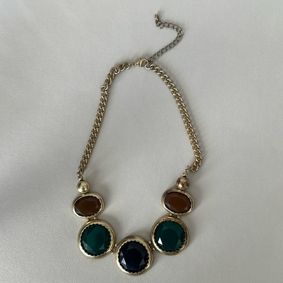 Stunning statement necklace with faux jewels in brown, teal and black✨ - Picture 3 of 6